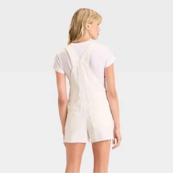 Women's Denim Shortalls - Universal Thread™ White  - 4, 6, & 8 - Picture 2 of 16